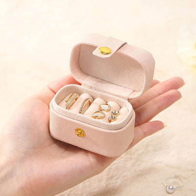 Mini Travel Jewellery Organizer – Faux Leather Portable Case for Rings, Earrings