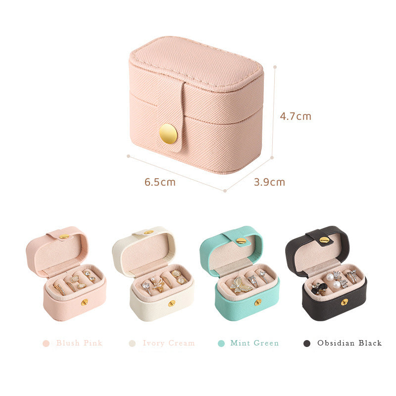 Mini Travel Jewellery Organizer – Faux Leather Portable Case for Rings, Earrings