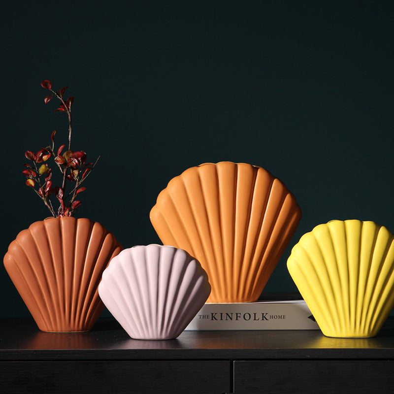 Nordic Morandi Shell Ceramic Vase