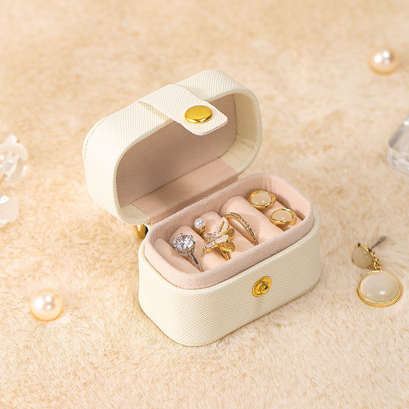 Mini Travel Jewellery Organizer – Faux Leather Portable Case for Rings, Earrings