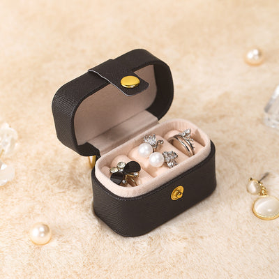 Mini Travel Jewellery Organizer – Faux Leather Portable Case for Rings, Earrings