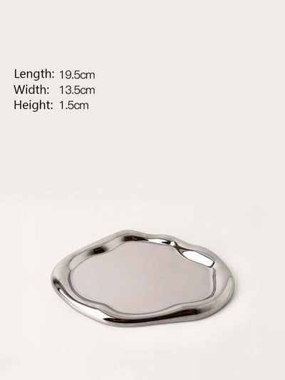 Trinket Dish, Home décor, Minimalistic, Chrome, Mirrored, Trinket, Key holder plate.