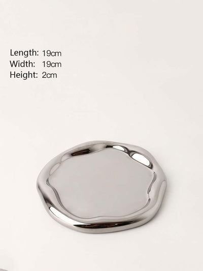 Trinket Dish, Home décor, Minimalistic, Chrome, Mirrored, Trinket, Key holder plate.