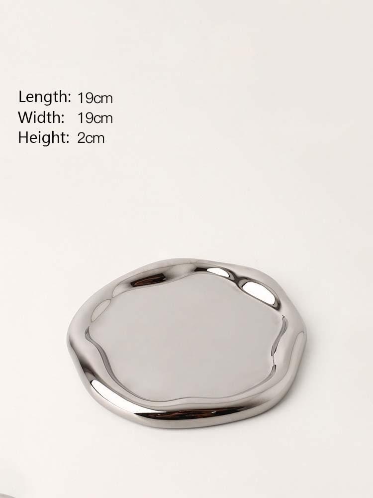 Trinket Dish, Home décor, Minimalistic, Chrome, Mirrored, Trinket, Key holder plate.