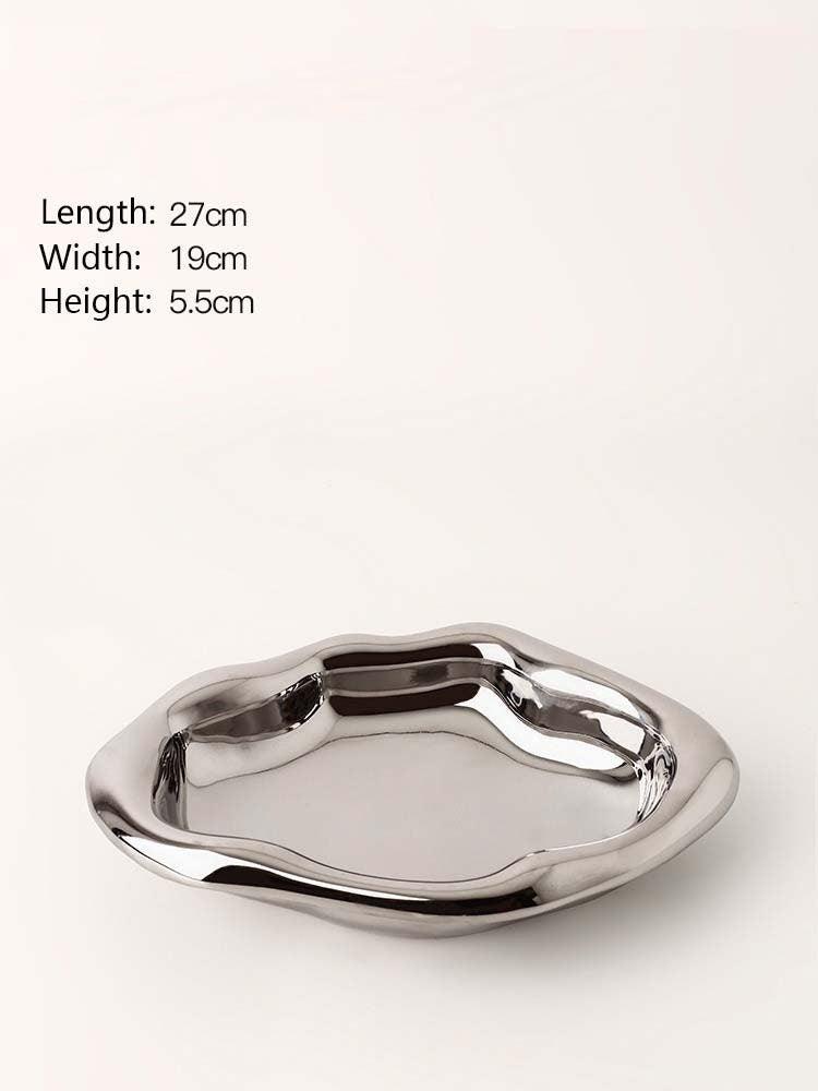 Trinket Dish, Home décor, Minimalistic, Chrome, Mirrored, Trinket, Key holder plate.